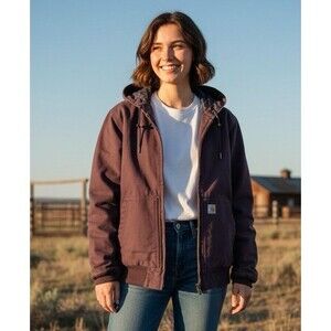 Carhartt Jacket Womens XL 16-18 Plum Purple Quilted Canvas Faded winter western